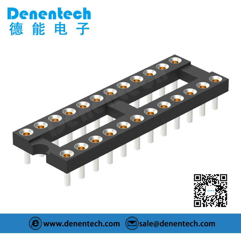 Denentech professional factory 2.54MM machined IC socket H1.9MM L4.82MM dual row straight round hole IC socket